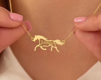 Collar de caballo de plata esterlina personalizado / Joyería con nombre personalizado