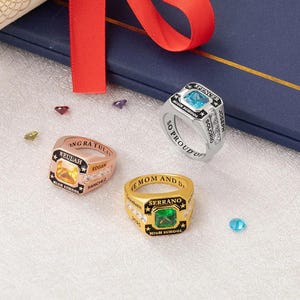 Custom Engraved Birthstone Class Ring | Personalized Graduation Ring 2024 | High School & College Gift | Custom Class Memorial Ring