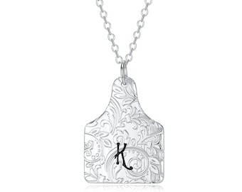 Gepersonaliseerde Cattle-ketting | Sterlingzilveren initiaalhanger