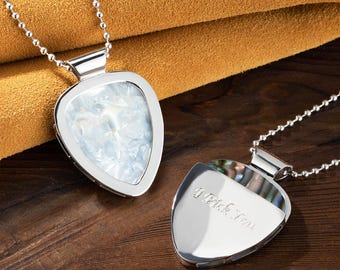 Gepersonaliseerde messing plectrumhouder ketting | Muzikant cadeau