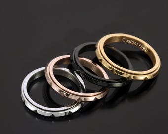 Custom Engraved Stainless Steel Fidget Ring - Anxiety Relief Spinner