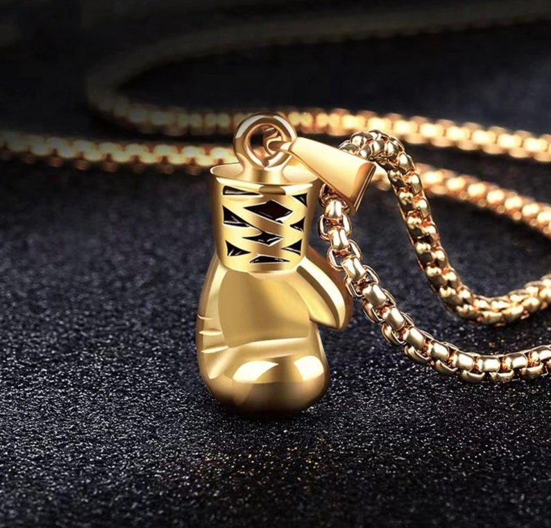 Boxing Gloves Pendant Necklace Titanium Steel Etsy