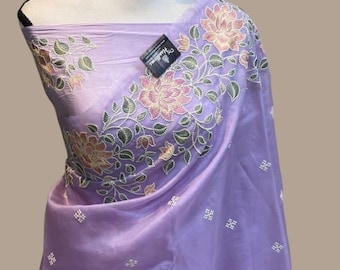 Banarasi Soft Organza Embroidery Saree: Bollywood Party Wear