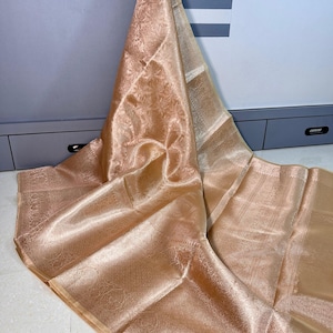 Golden Banarasi Tissue Saree: Elegant Woven Sari