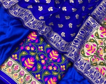 Banarasi Silk Suit: Jamdani Dupatta, Traditional Indian Wedding