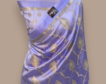 Banarasi Katan Silk Saree, Alfi Buta Dizain, Zari Woven Pallu