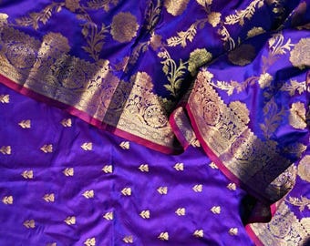 Banarasi Silk Suit with Dupatta, Zari Weaving, Unstitched Salwar Kameez