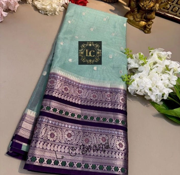 Women's Banarasi Silk Grey Printed Designer Saree With Blouse Piece