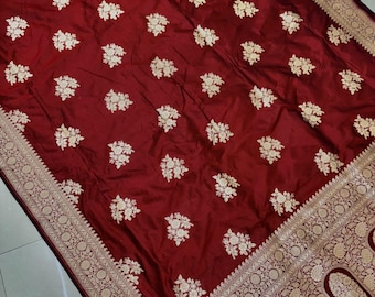 Pure Katan Silk Saree – Handloom Zari Weaving Traditional Indian Wedding Wear