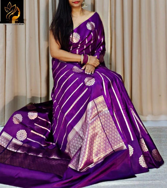Banarasi Silk Saree With Stitched Blouse for Women Traditional Wedding Saree Georgette Saree Banarasi Saree Silk Saree Bollywood Sare Etsy Canada