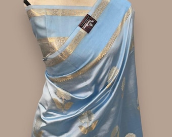 Sari de seda Banarasi Katan: Pallu tejido Rich Zari