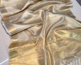 Elegant Banarasi Tissue Silk Saree: Zari Woven Pallu