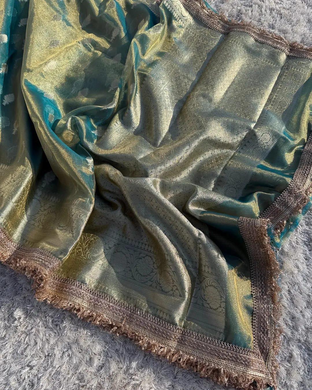 Banarasi Tissue Silk Saree: Lace & Zari Woven Wedding Sari