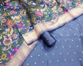 Banarasi Silk Suit: Jamdani Dupatta, Traditional Indian Wedding Wear