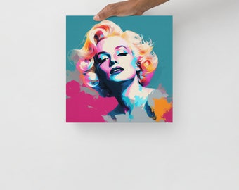 Impression sur toile Portrait de Marilyn Monroe avec des cheveux et du maquillage aux couleurs vives.