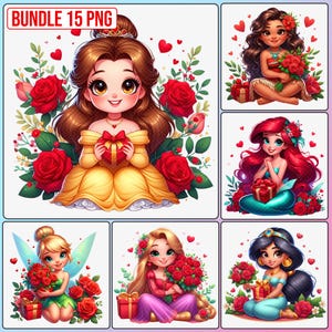 Bundle Prinzessin Cartoon Valentine Herz PNG, Prinzessin Valentine Png, Happy Valentine PNG, Liebe Png, Ariel PNG, Prinzessin PNG, Xoxo Png