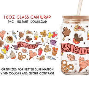 Cartoon Can Glass, 16oz Libbey Glass Can, Best Day Ever Png, Cartoon Tumbler, Tumbler Wrap, Can Glass Wrap, Christmas Vibes, Png Download
