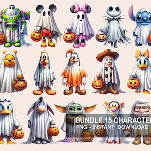 Bundle Ghost Character Design Png, Halloween Ghost Cartoon Characters, Toy Story, Buzz Lightyear Ghost, Spooky Season Png