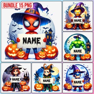 Bundle Superheros Halloween Custom Name Png, Cartoon Halloween Characters Png, Spooky Season Png, Cartoon Halloween Png, Trending Halloween