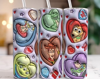 Envoltura de vaso de San Valentín de dibujos animados 3D,Vaso de San Valentín de dibujos animados inflado 3D,Vaso flaco de San Valentín hinchado 3D de 20 oz,Vaso de San Valentín de dibujos animados Png