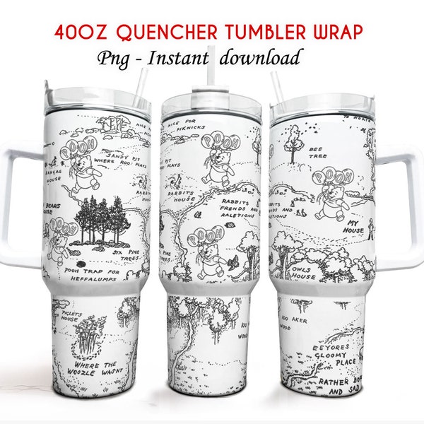 Pooh 40 Unzen Quencher Tumbler Wrap, Winnie The Tumbler, 40 Unzen Becher, klassischer Pooh Tumbler, 40 Unzen Cup Wrap PNG