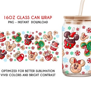 Christmas Snack Can Glass, 16oz Libbey Can, Christmas 16oz, Cartoon 16oz, Merry Christmas, Christmas Vibes, Png Download, Sublimation Design