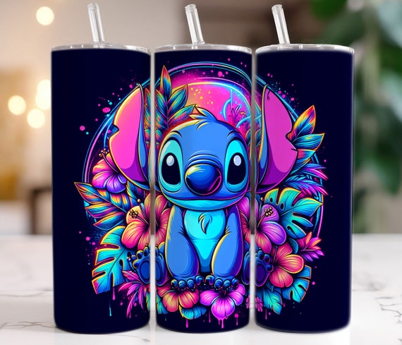Stitch 20oz Skinny Tumbler Wrap, Stitch Floral Tumbler, Cartoon