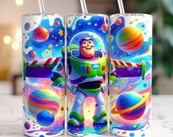 Buzz Lightyear Planet Tumbler Wrap, Vaso flaco de 20 oz, Vaso de Toy Story, Envoltura de vaso de dibujos animados PNG Descarga digital