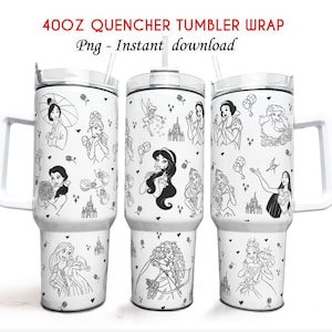 Princess 40oz Tumbler Quencher Tumbler Wrap, Cartoon Tumbler Wrap, Princess Tumbler, Princess 40z Tumbler Wrap PNG,Png Download