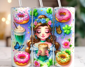 Princess Snack Coffee Tumbler Wrap, 20oz Skinny Tumbler, Princess Tumbler, Coffee Tumbler Wrap, Mermaid Tumbler, Digital File, Png Download