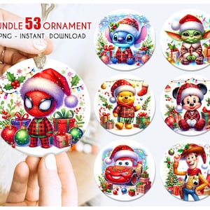 Bundle Cartoon Christmas Round Ornament Wrap, Round Ornament Png, Christmas Ornament Wrap, Trendy Ornament Christmas, Digital File