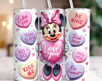 Cute Valentine Mouse Tumbler, 20oz Skinny Tumbler, Cartoon Valentine Tumbler, Valentine Png, Full Tumbler Wrap, Digital Download