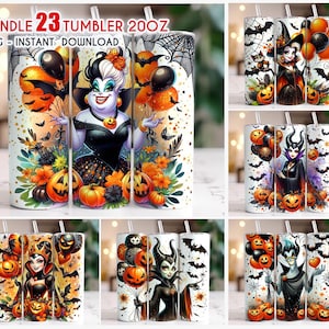 Villains Halloween Bundle Tumbler, 20oz Skinny Tumbler, Villains Friends Png, Bad Witches Club Png, Halloween Villains Wicked Png