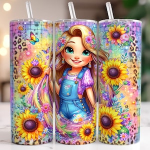 Verstrickte Prinzessin Floral Tumbler Wrap, 20 Unzen Skinny Tumbler, Prinzessin Tumbler Wrap png,Tumbler Sublimation, Prinzessin Blumenbecher PNG