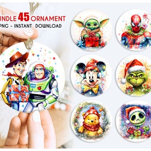 Cartoon Ornament Bundle Png, Christmas Ornament Bundle, 3D Christmas Ornament, Ornament Png, Sublimation Design, Round Ornament Png