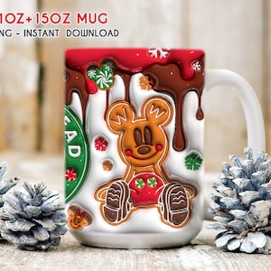 3D Weihnachtsbecher Aufgeblasen, 11 Unzen 15 Unzen Weihnachtsbecher, Aufgeblasener Becher Wrap, Weihnachts Snack Becher Wrap, Becher Sublimation, 3D Becher Wrap,Weihnachts Wrap