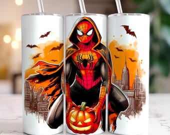 Envoltorio para vaso de Halloween de Spiderman, vaso de 20 oz, envoltorio para vaso de superhéroe, diseño de Spiderman Png, sublimación de vaso, archivo digital