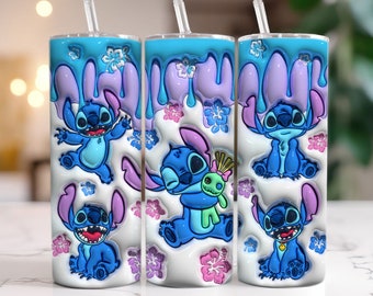 Vaso de dibujos animados 3D inflado PNG, vaso 3D envuelve vaso flaco de 20 oz, vaso de sublimación hinchado 3D, vaso inflado PNG, vaso de dibujos animados