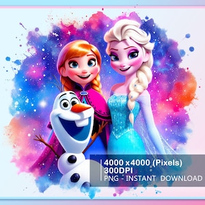 Galaxy Sky Elsa And Anna Watercolor Design Png, Clipart Images, Graphics and Artwork, Rainbow Aesthetic, PNG Frozen Images