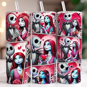 Nightmare Before 20oz Tumbler Wrap Png, Horror Couple Valentine 20oz Skinny Tumbler, Horror Couple Tumbler, Valentine Png, Digital File