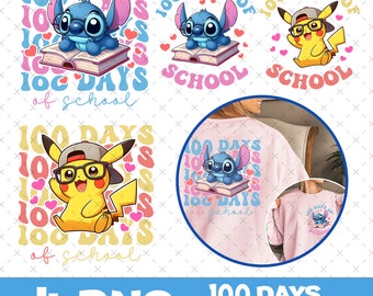 Bundle Cartoon 100 days of school, Happy 100 Days Of School Png, Super Game School Png,Gift For Teacher Png, Back To School Png Digital File