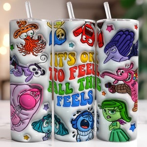 It&#39;s Okay To Feel All The Feels Inside Out 2, Inside Out 2 Png, Inside out characters PNG, Sadness, Joy, Anxiety, Instant Download