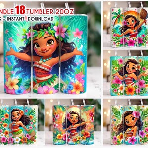 Bundle Moana Princess Tumbler Wrap, 20oz Skinny Tumbler, Cartoon Princess Tumbler Png,Tumbler Sublimation Wrap,Tumbler PNG,Digital Download