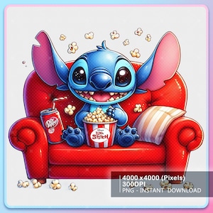 Lilo and Stitch Popcorn Cinema Png, Stitch Drink Dr Pepper Png, Stitch 2025 Designs, Movie Time Carton Shirt, 2025 Cartoon Movies