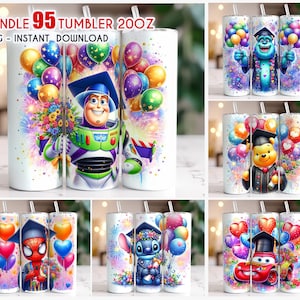 Big Bundle 95 Cartoon Characters Graduation Tumbler Wrap, 20oz Skinny Tumbler, Graduation Png, Proud Senior Png, Class of 2024 Tumbler PNG