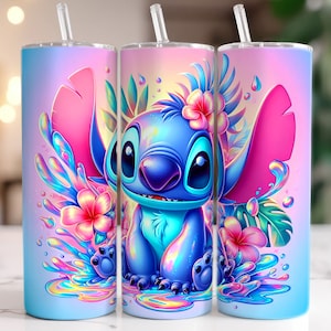 Hologram Splash Stitch Summer Beach Tumbler, 20oz Skinny Tumbler, Cartoon Movie Tumbler Wrap, Tumbler Sublimation, Png Download