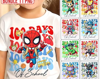 Bundle Superheroes 100 Days Of School Png, Spiderman 100 Days Of School Png, Superheroes Back To School Png, Digital Download