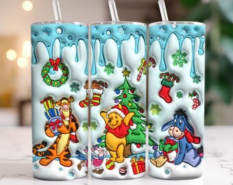 3D Inflated Christmas Tumbler Wrap Png 3D Tumbler Design, Christmas Coffee Sublimation,3D Christmas Tumbler Png,Cozy Vibes,Cartoon Christmas