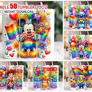 Bundle 50+ Cartoon LGBT Pride Month 2024 Tumbler, 20oz Skinny Tumbler, Human Rights, Gay Lesbian Gift, Tumbler Sublimation, PNG Download