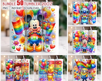 Bundle 50+ Cartoon LGBT Pride Month 2024 Becher, 20 Unzen Skinny Tumbler, Achtung der Menschenrechte, schwul Lesben Geschenk, Tumbler Sublimation, PNG Download